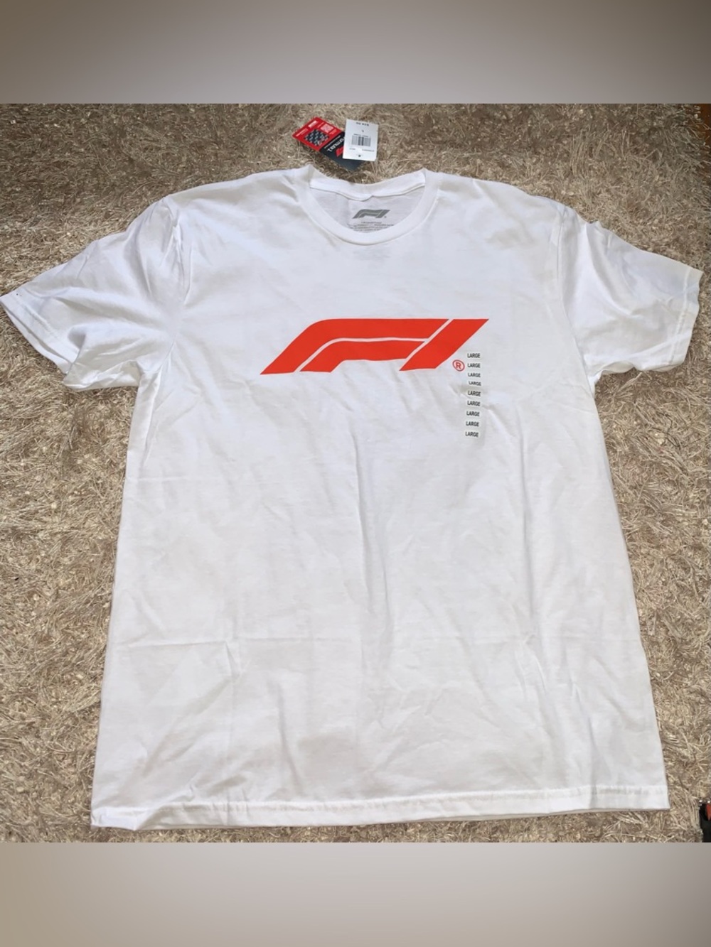 Formula1 F1 Unisex White Graphic Tee with Red Logo NWT size Large